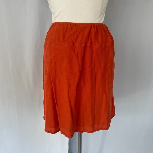 Boho Skirt Plus Size 2X Orange Solid Embroidered Pull On Lagenlook Y2K Fairy - Picture 9 of 13